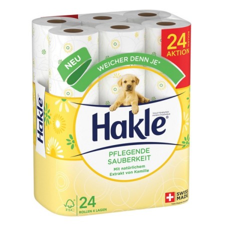 Papier toilette Hakle Douceur Hydratante Petits Rouleaux 24 Rouleaux