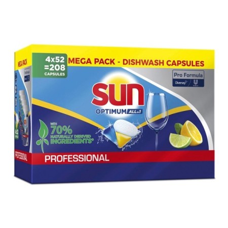 Pastilles pour lave-vaisselle Sun Professional Optimum All in 1 208 pièces (4 x 52)