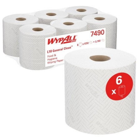 Essuie-tout en papier recyclé Kimberly-Clark Midi Wypall - L10 Extra 6 rouleaux