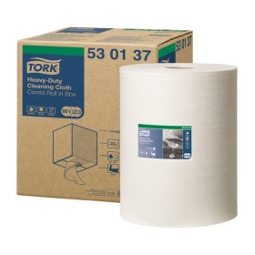Rouleau combiné de chiffon de nettoyage extra fort Tork Premium 530 dans une boîte