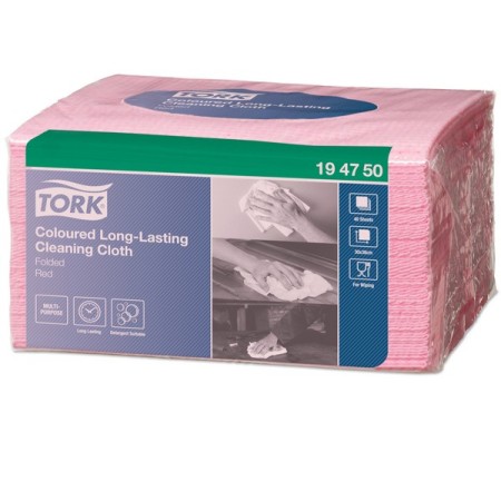 Chiffons de nettoyage colorés durables Tork Premium - Feuilles individuelles