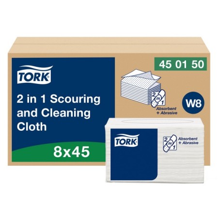 Panno per pulizia e abrasione 2-in-1 Tork Premium - Singoli fogli sistema W8 360 pezzi (8 x 45)
