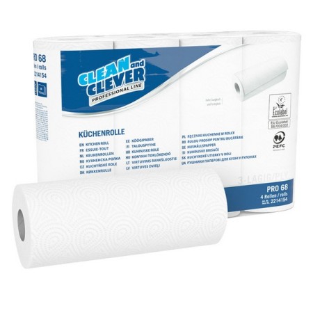Carta assorbente per cucina CLEAN and CLEVER PRO 68 32 rotoli (8 x 4)