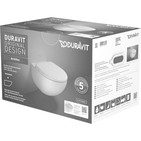 Ensemble WC suspendu Duravit Architec, chasse d'eau à fond inclus abattant de WC 0069690000