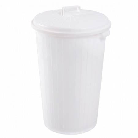 Webstar Poubelle en plastique avec couvercle, blanc Ø 37 cm 1 pièce