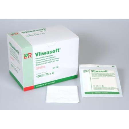 Lohmann und Rauscher Compresses en tissu non-tissé Vliwasoft 150 pièces (75 x 2)