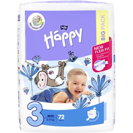 Bella Happy Midi 5 - 9 Kg No. 3 288 Stück (4 x 72)