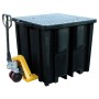 WOLFBAG Recycling-IBC-Auffangpalette Gitterrost 1150L Wanne für Vierwegestapler - Produktansicht