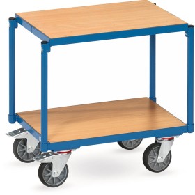 Fetra Etagen-Roller Tragkraft 250 kg, mit 2 Böden aus Holz, bündig im Rahmen Ladefläche 610 x 410 mm
