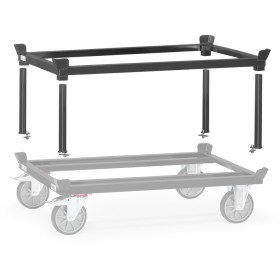Fetra Aufsetzrahmen für Paletten-Fahrgestelle, Höhe mit Fahrgestell 650 mm ohne 370 mm, LxB 1210x810 mm, Grey Edition
