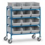 Fetra Beistellwagen mit 3x4 Kunststoff-Sichtlagerkästen, Ladefläche 940 x 470 mm