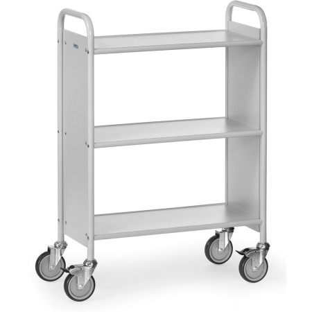 Fetra Bürowagen mit 3 Böden und 2 Seitenwände, Ladefläche 720 x 350 mm, grau