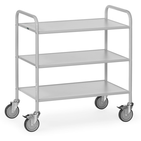 Chariot de bureau Fetra à 3 étagères, plateforme de chargement 800 x 500 mm, gris