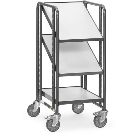 Chariot Eurobox ESD Fetra avec étagères, surface de chargement 410 x 610 mm