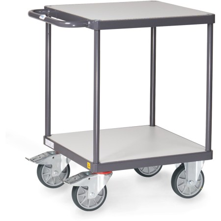 Fetra Chariot de table ESD carré avec 2 étagères, 600 x 600 mm