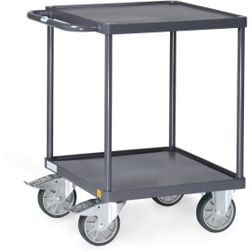 Fetra ESD-Tischwagen quadtratrisch mit 2 Böden, Stahlblech-Wannen, 600 x 600 mm