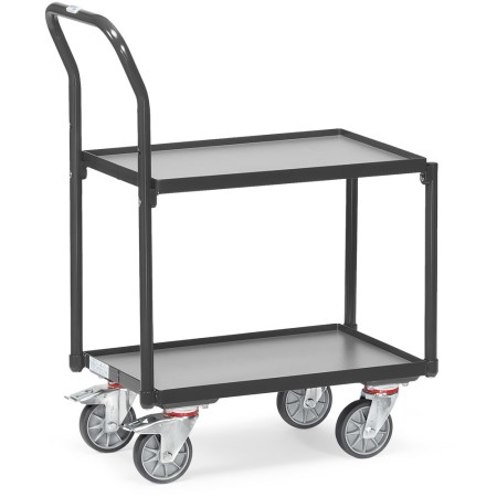 Chariot à étages Fetra avec poignée tubulaire, édition grise 610 x 410 mm