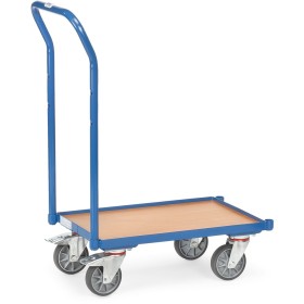 Fetra Eurokastenroller mit Holzplattform, 10mm Rand und Schiebebügel