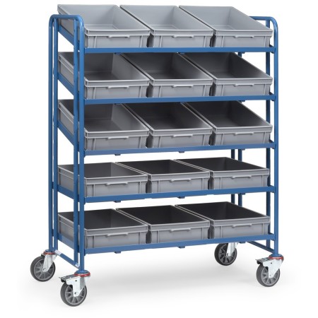 Chariot à casiers Euro Fetra avec 15 casiers identiques, surface de chargement 1240 x 610 mm