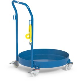 Carrello per fusti Fetra con vasca in lamiera d'acciaio chiusa e maniglia di spinta 610mm
