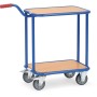 Carrello con maniglia Fetra a 4 ruote, 2 piattaforme in legno, blu