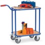 Carrello con maniglia Fetra a 4 ruote, 2 piattaforme in legno, blu - vista dettagliata