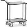 Carrello con maniglia Fetra a 4 ruote, 2 piattaforme in legno, edizione grigia