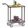 Carrello con maniglia Fetra a 4 ruote, 2 piattaforme in legno, edizione grigia - vista dettagliata