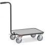 Carrello con maniglia Fetra a 4 ruote, piattaforma in legno, edizione grigia