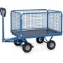 Chariot à mains Fetra avec 4 parois grillagées, 600 mm de hauteur, pneumatiques