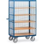 Chariot de manutention Fetra 750 kg, avec TOTALSTOP, ouvert, 1 plateau fixe et 4 plateaux mobiles