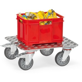 Carrello portabox Fetra con piattaforma in lamiera di alluminio quintetto, 500x500mm, 250kg