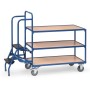 Fetra Kommissionierwagen mit Trittstufen, 3 Ladeflächen, 1000 x 600 mm