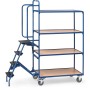 Fetra Kommissionierwagen mit Trittstufen, 4 Ladeflächen, hohe Ausführung, 1000 x 600 mm