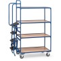 Fetra Kommissionierwagen mit Trittstufen, 4 Ladeflächen, hohe Ausführung, 1000 x 600 mm - Detailansicht
