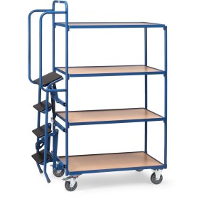 Carrello di preparazione Fetra con gradini, 4 piani di carico, versione alta, 1000 x 600 mm