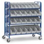 Chariot de montage Fetra avec caisses, version double face, surface de chargement 1280 x 2x 315 mm