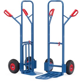 Carrello portapacchi Fetra, capacità di carico 300 kg, altezza 1300 mm, con pala in lamiera d'acciaio e pala pieghevole