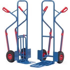 Carrello portapacchi Fetra, capacità di carico 300 kg, altezza 1300 mm, con pala in lamiera d'acciaio e pieghevole