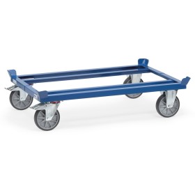Fetra Paletten-Fahrgestell, 750 kg, 1200 x 800 mm, TPE-Bereifung, blau