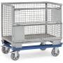 Fetra Paletten-Fahrgestell, Tragkraft 1200 kg, 1210 x 810 mm, Elastic-Vollgummiräder, blau - Detailansicht