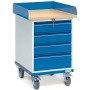 Fetra Rollschrank mit Umrandung und 4 Schubladen, Ladefläche 520 x 625 mm
