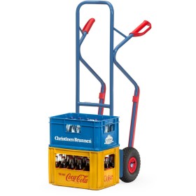 Fetra Stahlrohrkarre, Lufträder, Tragkraft 300 kg, Höhe 1300 mm, Gleitkufen, blau