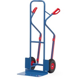 Fetra Stahlrohrkarre, Tragkraft 300 kg, Höhe 1300 mm, Gleitkufen, breite Schaufel