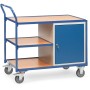 Chariot de table Fetra avec 1 armoire et 3 plateaux de chargement, rebord périphérique