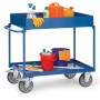 Chariot de table Fetra avec 2 bacs en tôle, plateau supérieur avec rebord de 150 mm - vue détaillée