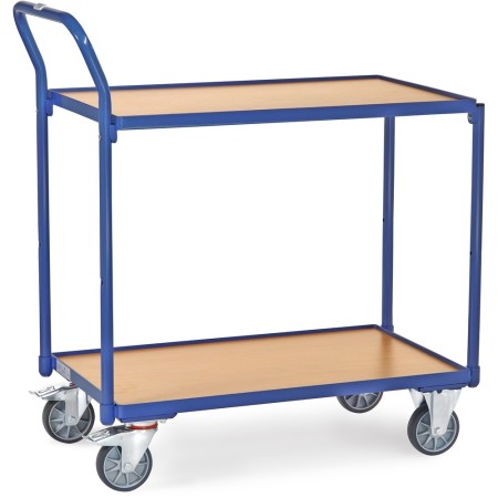 Fetra Tischwagen mit 2 Böden, Griff hochstehend, blau