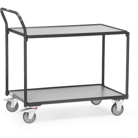 Fetra Tischwagen mit 2 Böden, Griff hochstehend, Grey Edition
