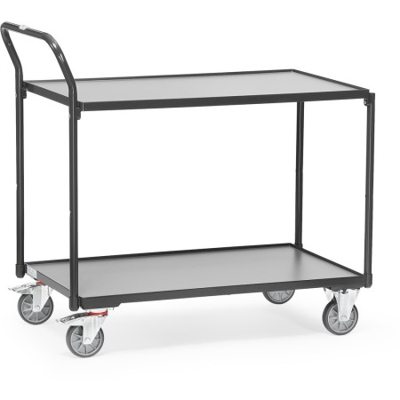 Fetra Tischwagen mit 2 Böden, Griff hochstehend, Grey Edition