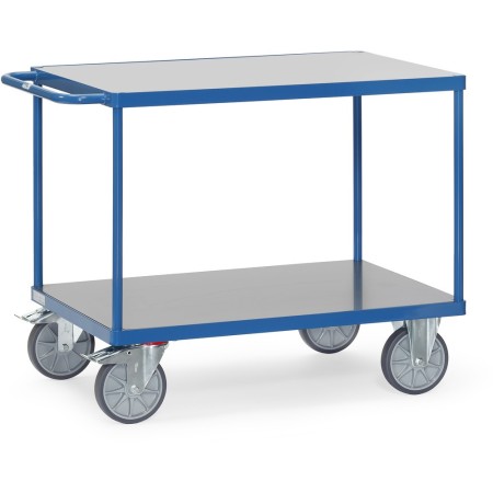 Chariot de table Fetra à 2 plateaux, plateformes en PVC rigide